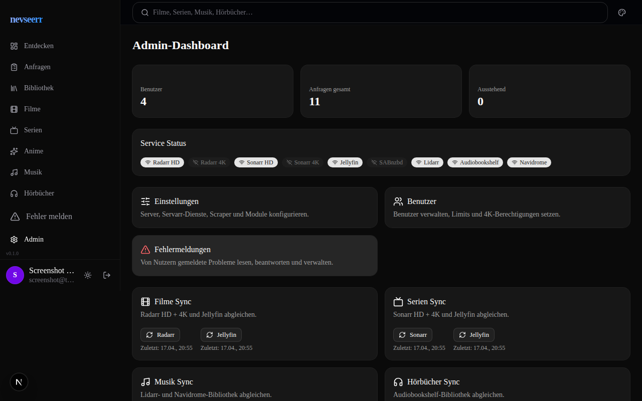 NevSeerr Admin-Dashboard